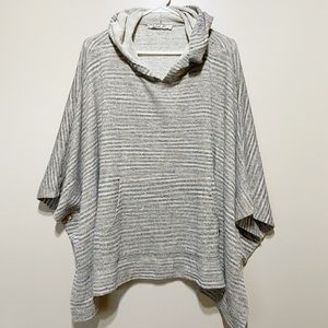 Chloe KnGrey Striped Hooded Poncho